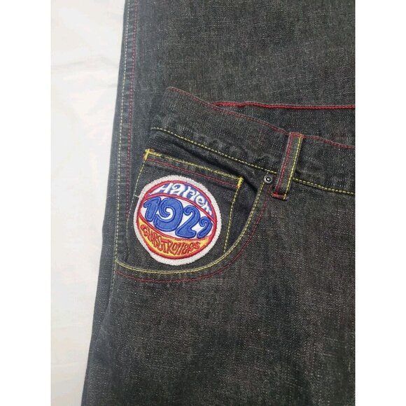 Platinum Fubu Harlem Globetrotters Limited Ed. Black Men's Jeans Sz 35 90's Y2K - Picture 8 of 16